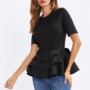 Tiered Ruffle Hem Peplum Blouse